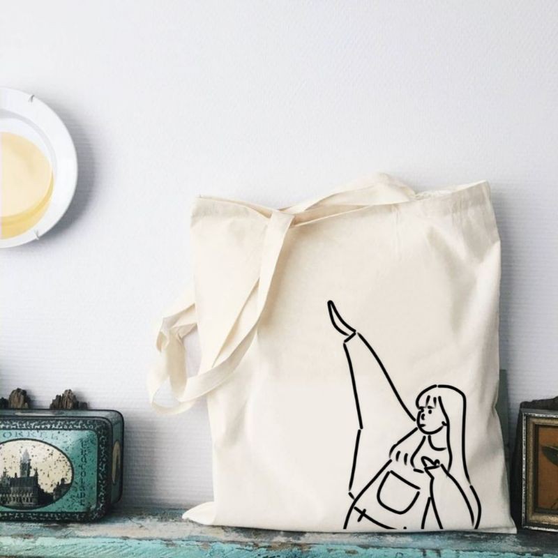 Trendy Graphic Canvas Flat Tote bag Hey girl Shopee Philippines