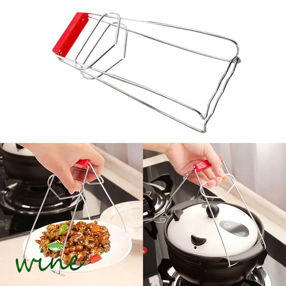 1pc Stainless Steel Foldable Hot Dish Plate Bowl Clip Pots Crockery
