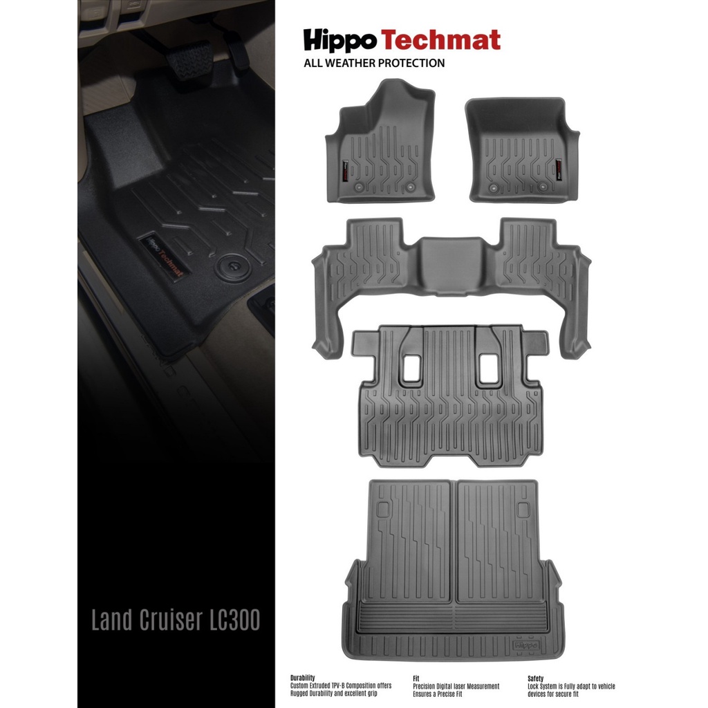Landcruiser LC300 2021 to 2024 Hippo matting Thailand made 1s3rd row