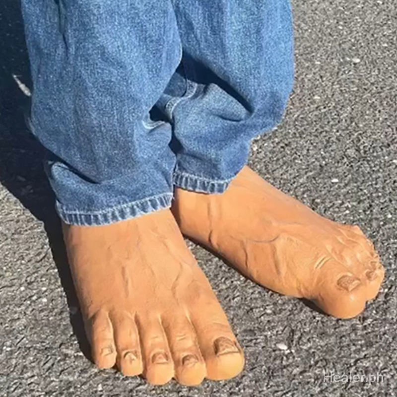 Quirky Ideas Slippers Toe Shoes Big Feet Giant Spoof Bare Feet Red Five