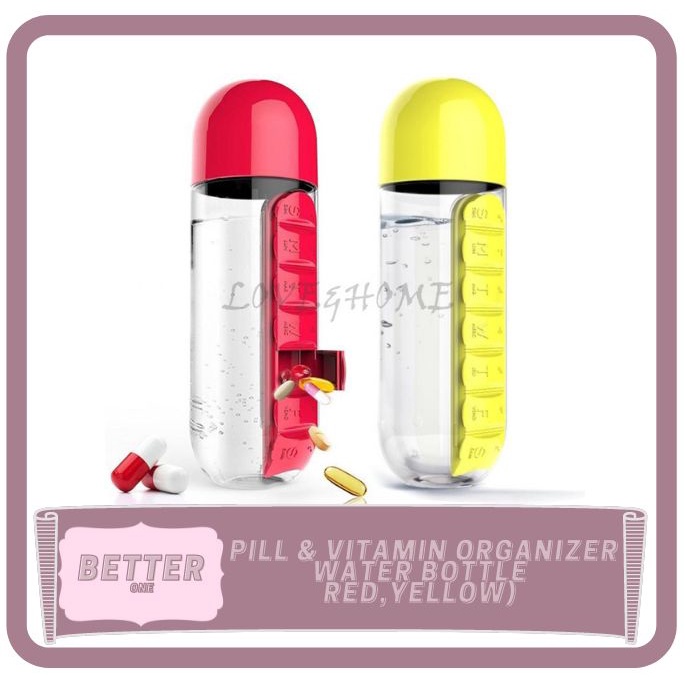 Better One Pill & Vitamin Organizer Water Bottle Red,Yellow) Shopee