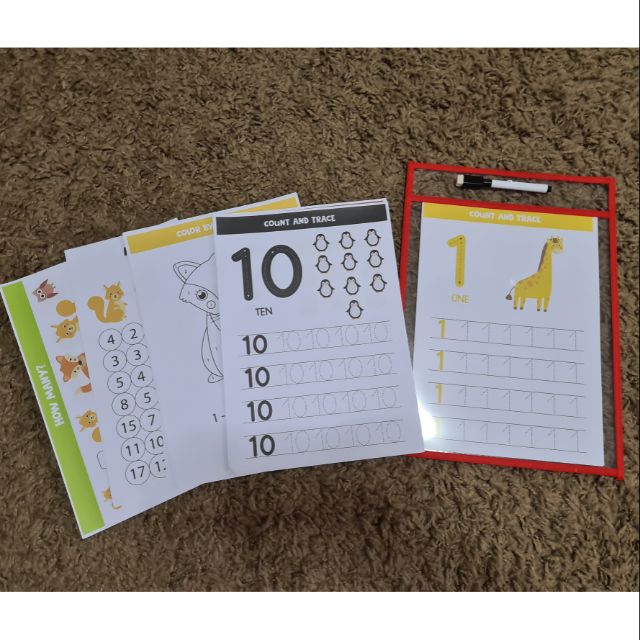 DryErase Pocket Worksheets Number Set Shopee Philippines