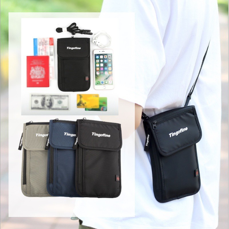 Unisex AntiTheft Travel Passport Neck Bag Nylon Rfid Wallet Pouch For