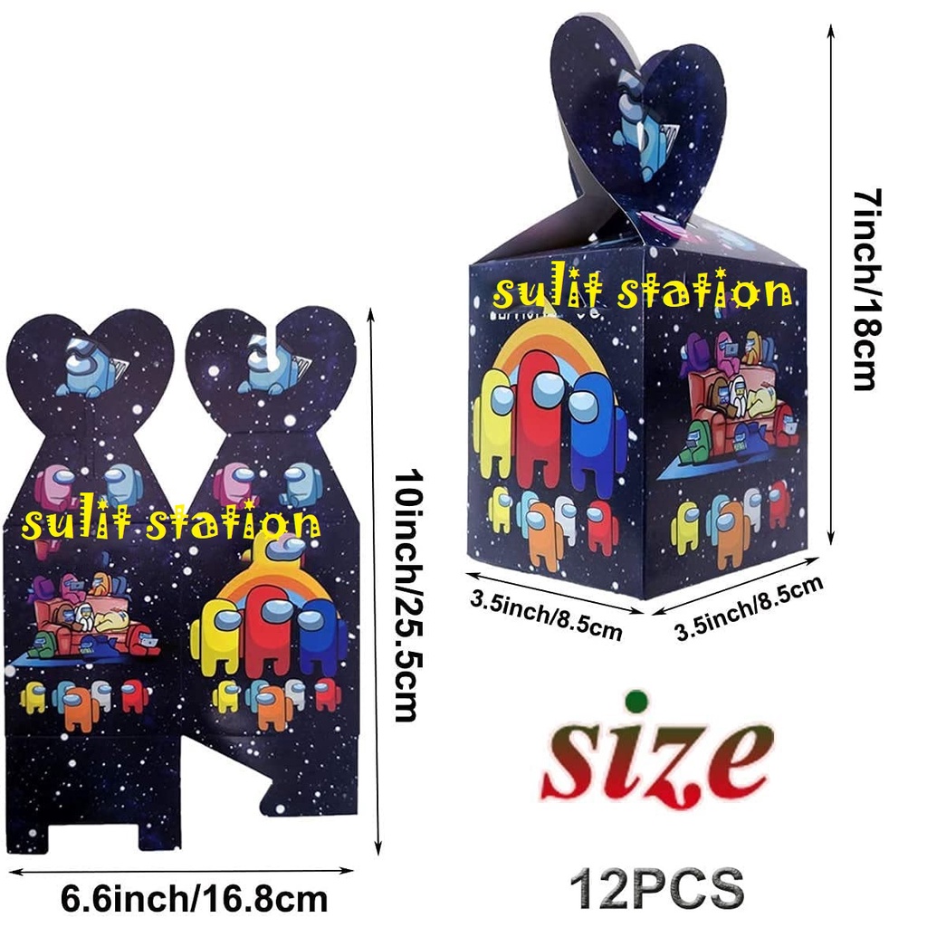 12pcs AMONG US themed PARTY CANDY LOOT BOX BAG GIVEAWAYS SOUVENIRS