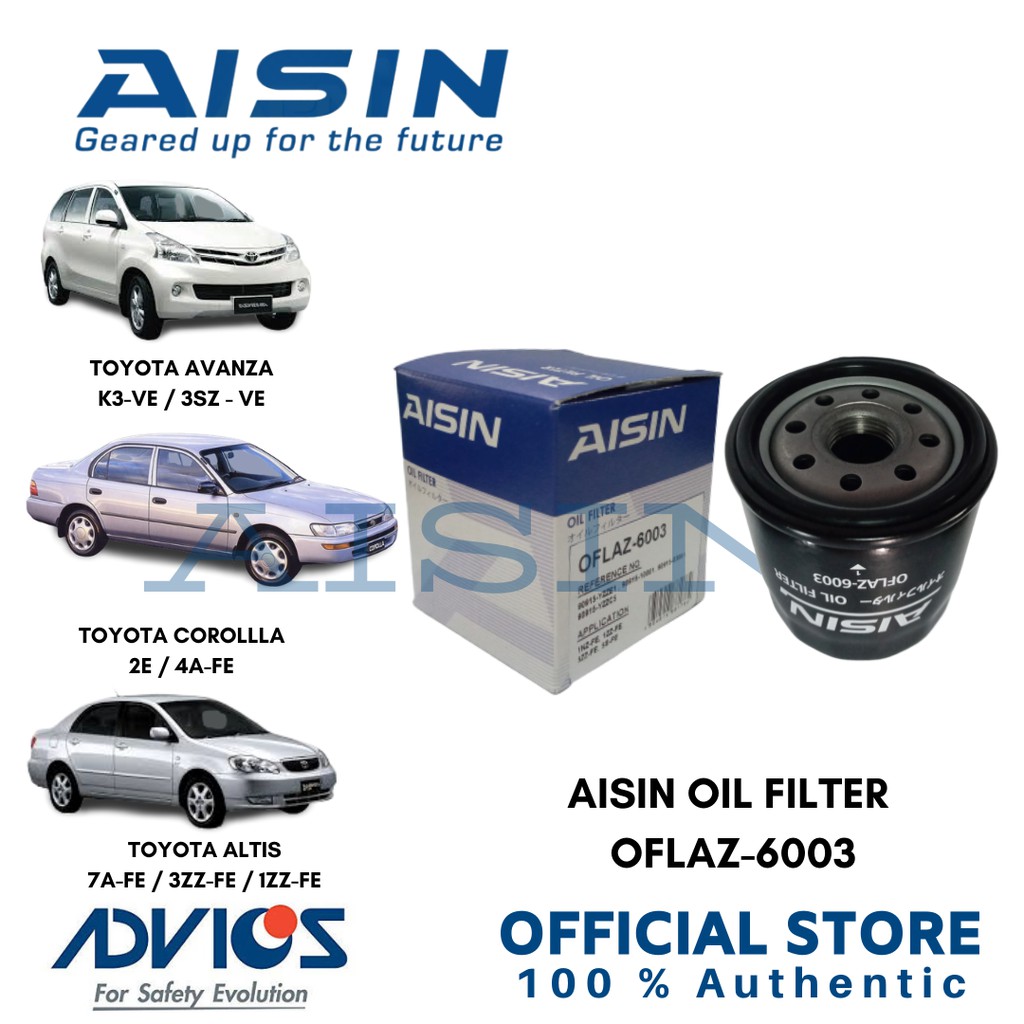 AISIN Oil Filter for Toyota AVANZA, Toyota COROLLA & Toyota ALTIS