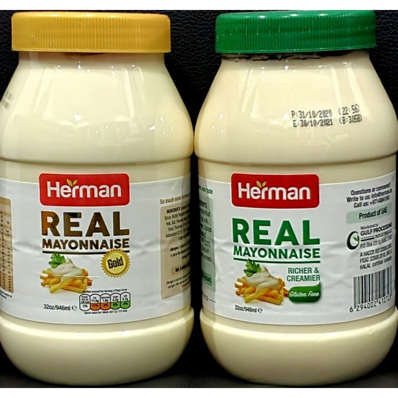 HERMAN Real Mayonnaise Richer and Cremier or Gold 946ml [Product of UAE