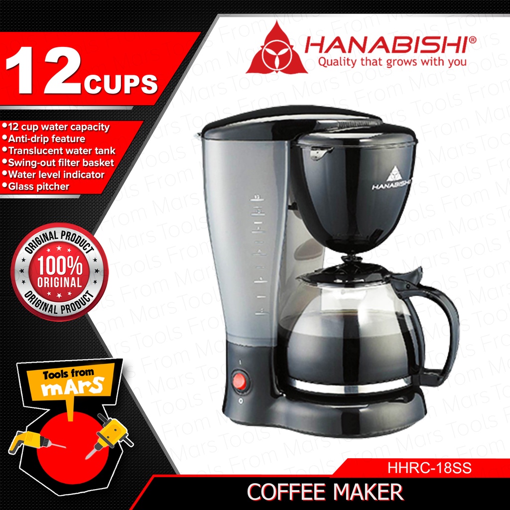 HANABISHI Coffee Maker with Antidrip Feature 12 CUPS HCM20T •TOOLS