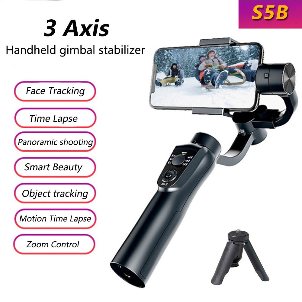 S5B 3 Axis Handheld gimbal stabilizer cellphone Face Tracking Video