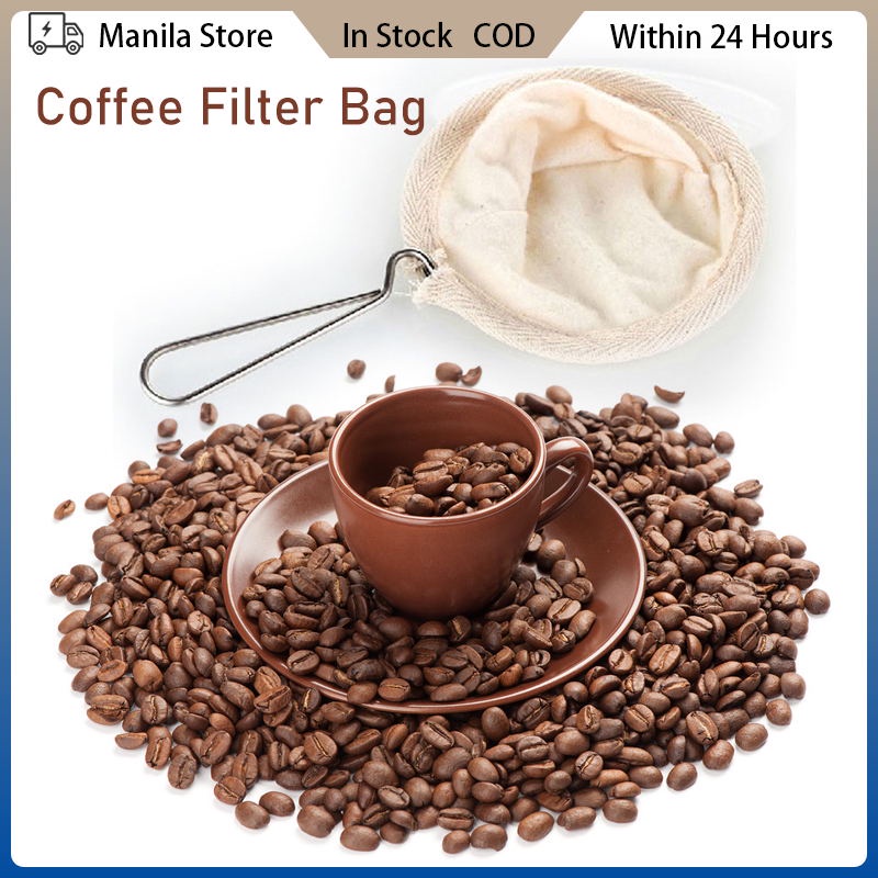 Reusable Coffee Milk Tea Filter Cloth Bag With Stainless Steel Handle