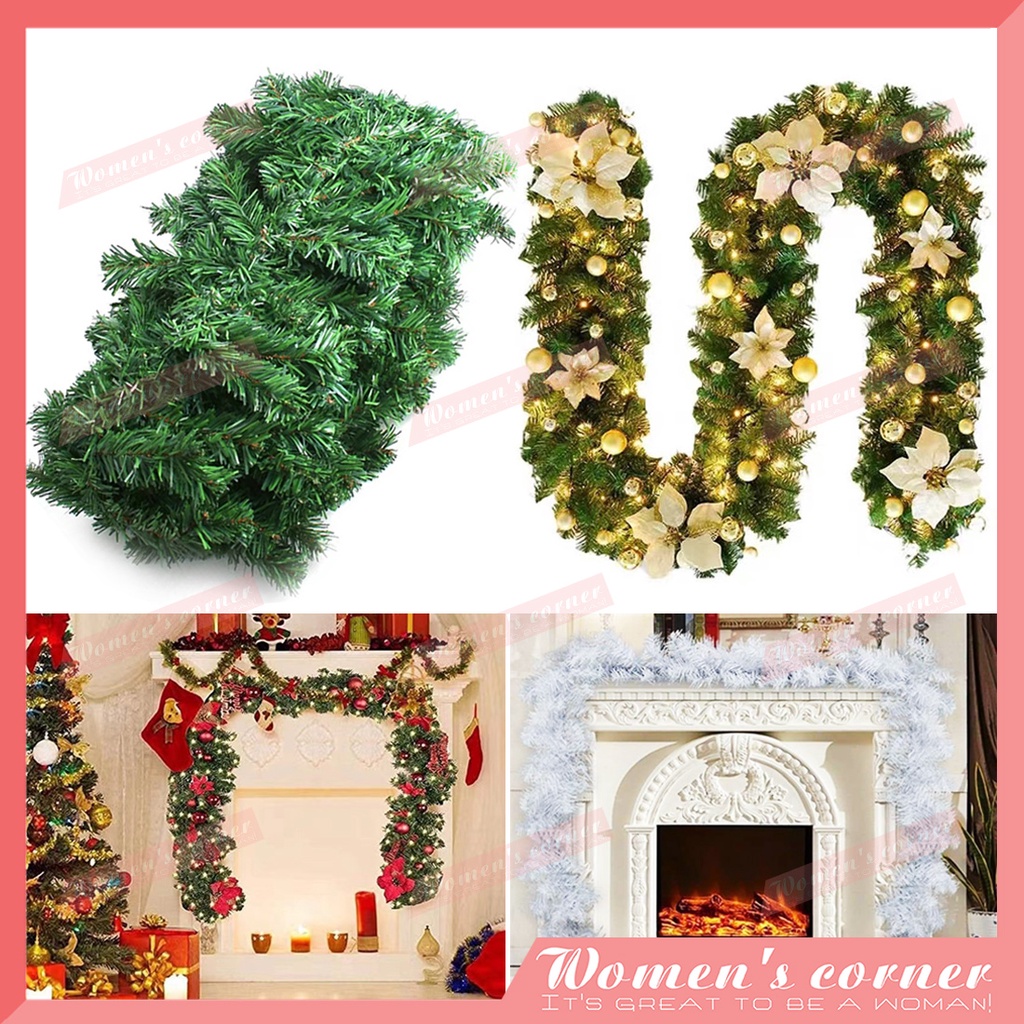 2.7M Christmas green garland,white garland,christmas decoration,plain