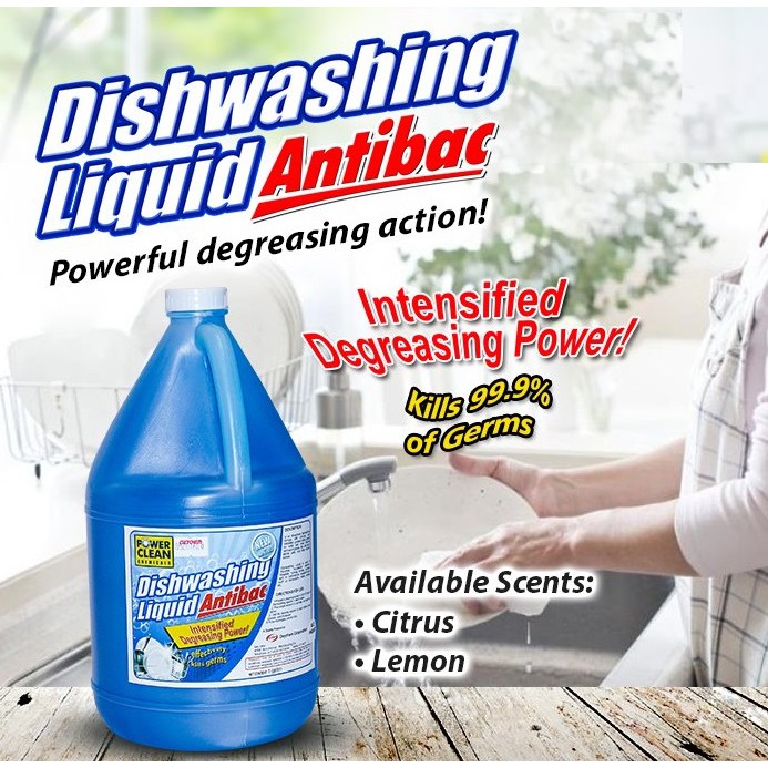 POWERCLEAN DISHWASHING LIQUID SOAP AntiBac GALLON (Mild and Gentle to