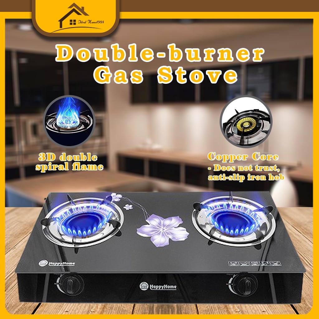 Doubleburner Gas Stove High Quality COD Stainless Steel Body Tempered