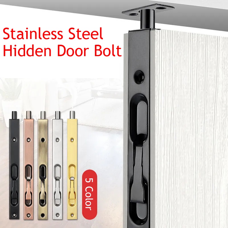 (COD) 1PCS 6/8/10/12 inch Stainless Steel Hidden Door Bolt Security