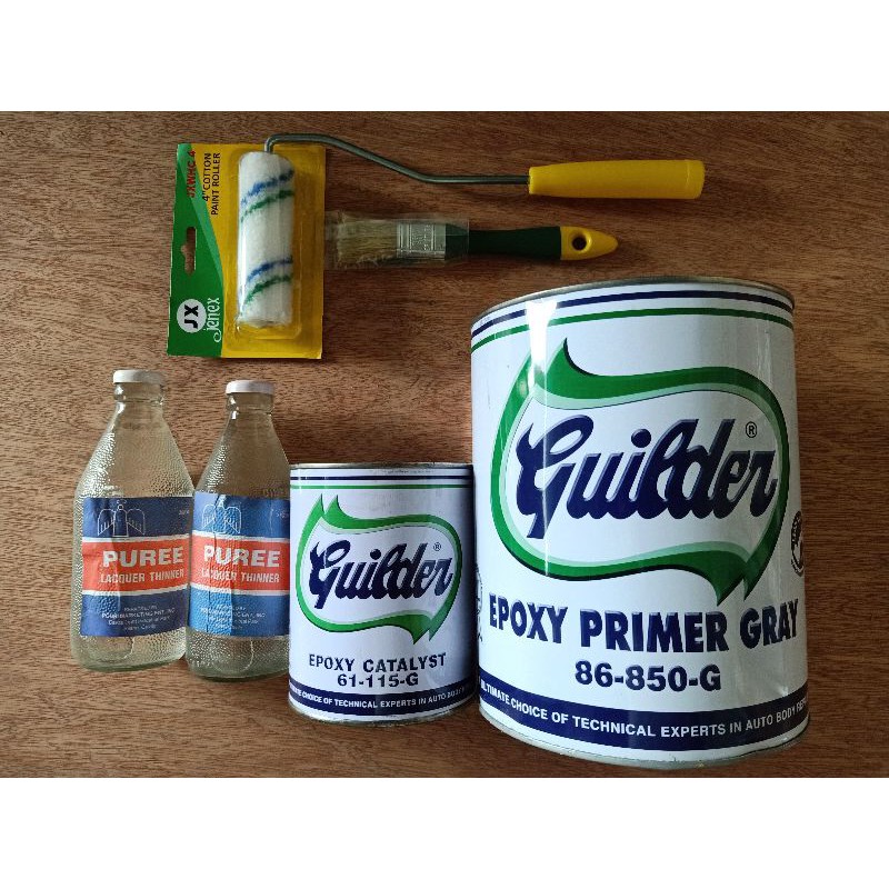 Guilder Epoxy Primer Gray 4Liters Lacquer Thinner, Paint Roller & Paint