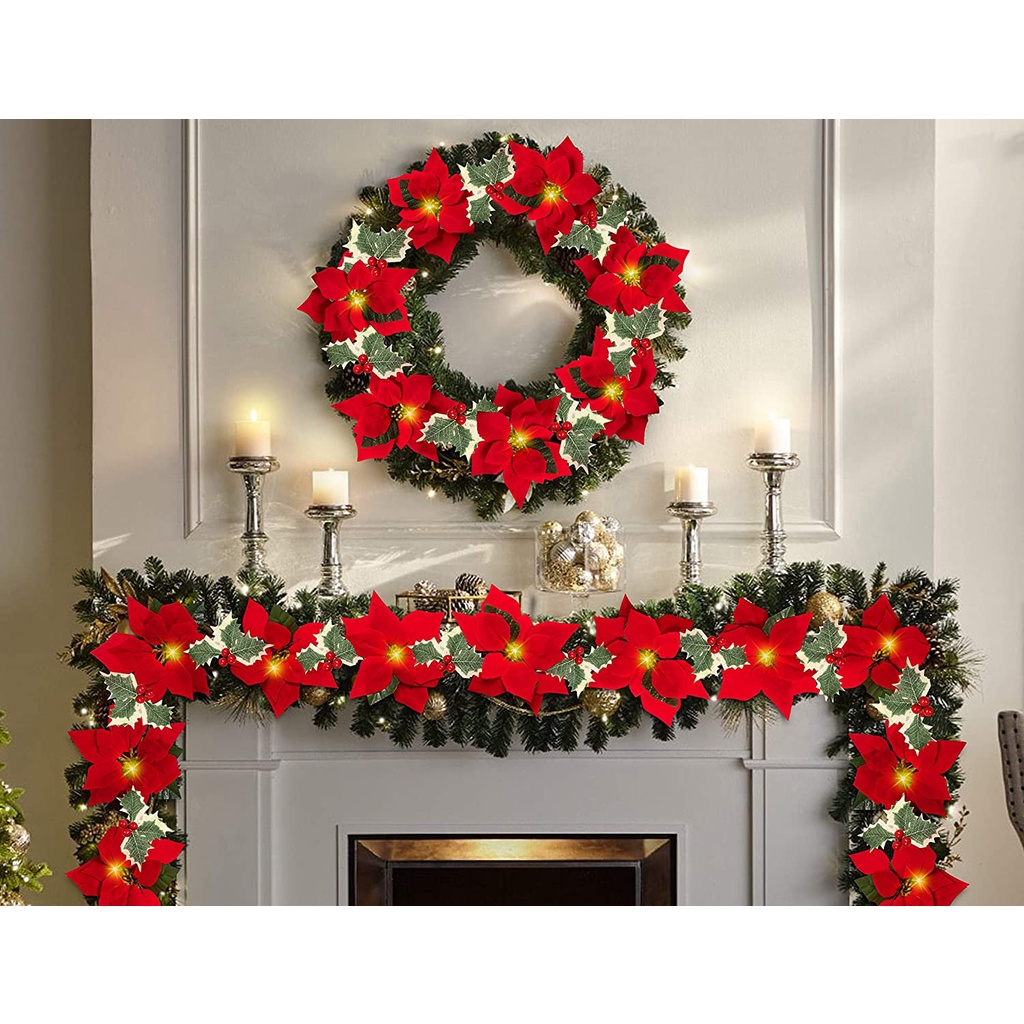 Christmas Garland Red Poinsettia Flowers. Shopee Philippines