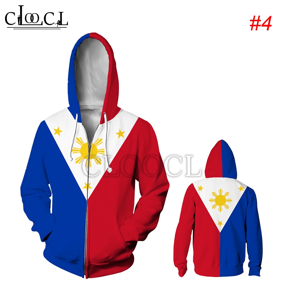 HX Philippine Flag 3D Print Hoodie Unisex Long Sleeve Zip Hoodie