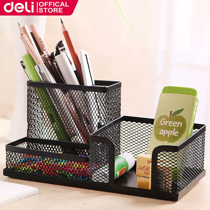 Deli E9175 Mesh Desk Organizer Pen Holder Office School Storageholder Black Shopee Philippines