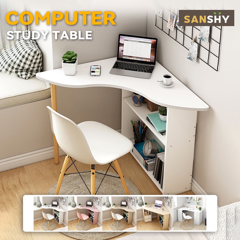 ☁﹉Study Table With Bookshelf Corner Desk Simple Desk Bookcase
