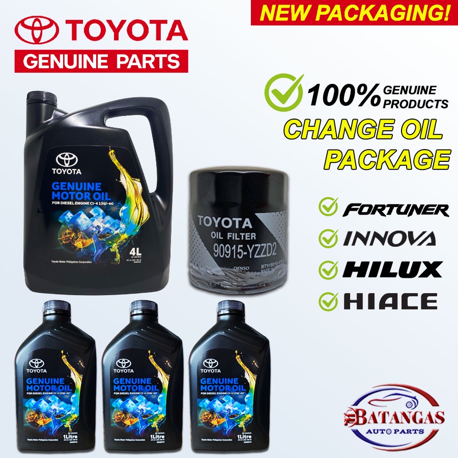 TOYOTA FORTUNER/INNOVA/HILUX CHANGE OIL PACKAGE 7L MOTOR OIL 15W40