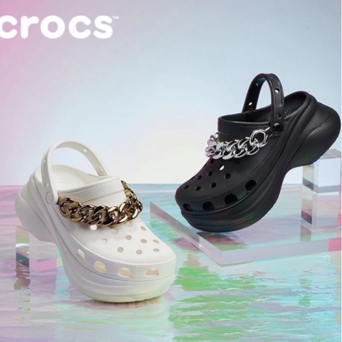 crocs Bae Clog with chain jibbitz wedges sandals fashion slippers for