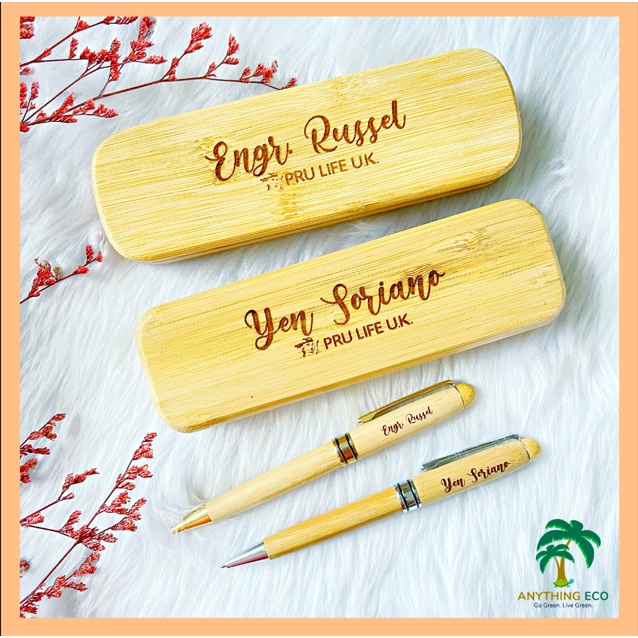 Personalized Bamboo PEN / BALLPEN with Wooden Case (Souvenir WEDDING