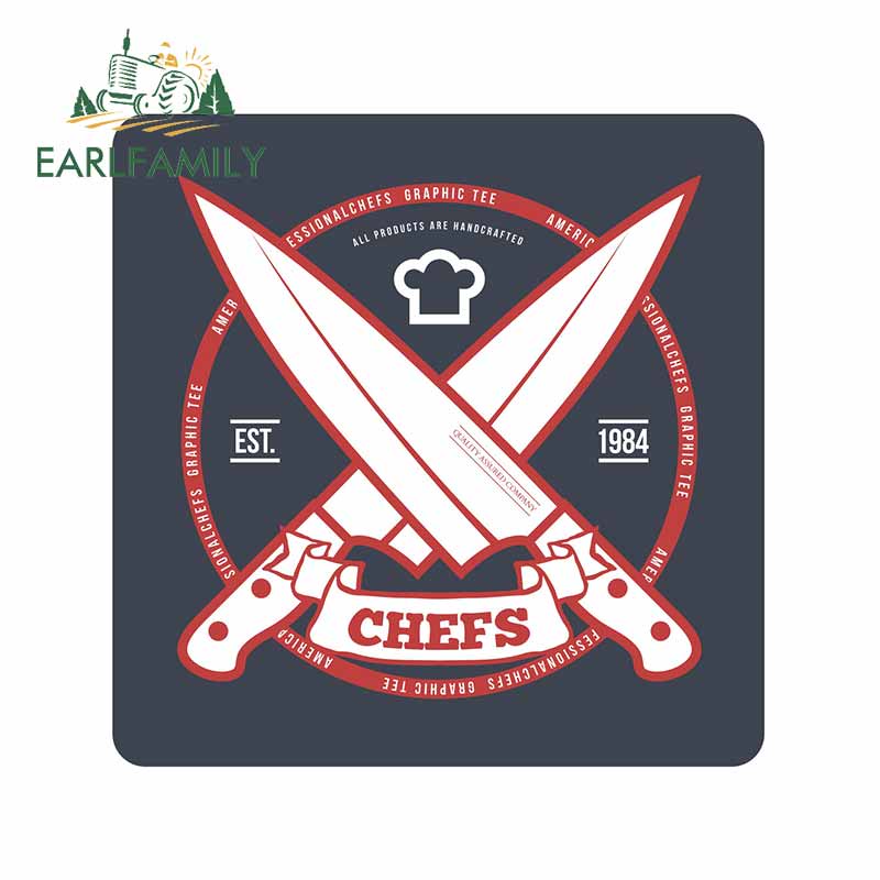 EARLFAMILY 13cm x 12.9cm Chefs Trunk Creative Car Stickers Windows