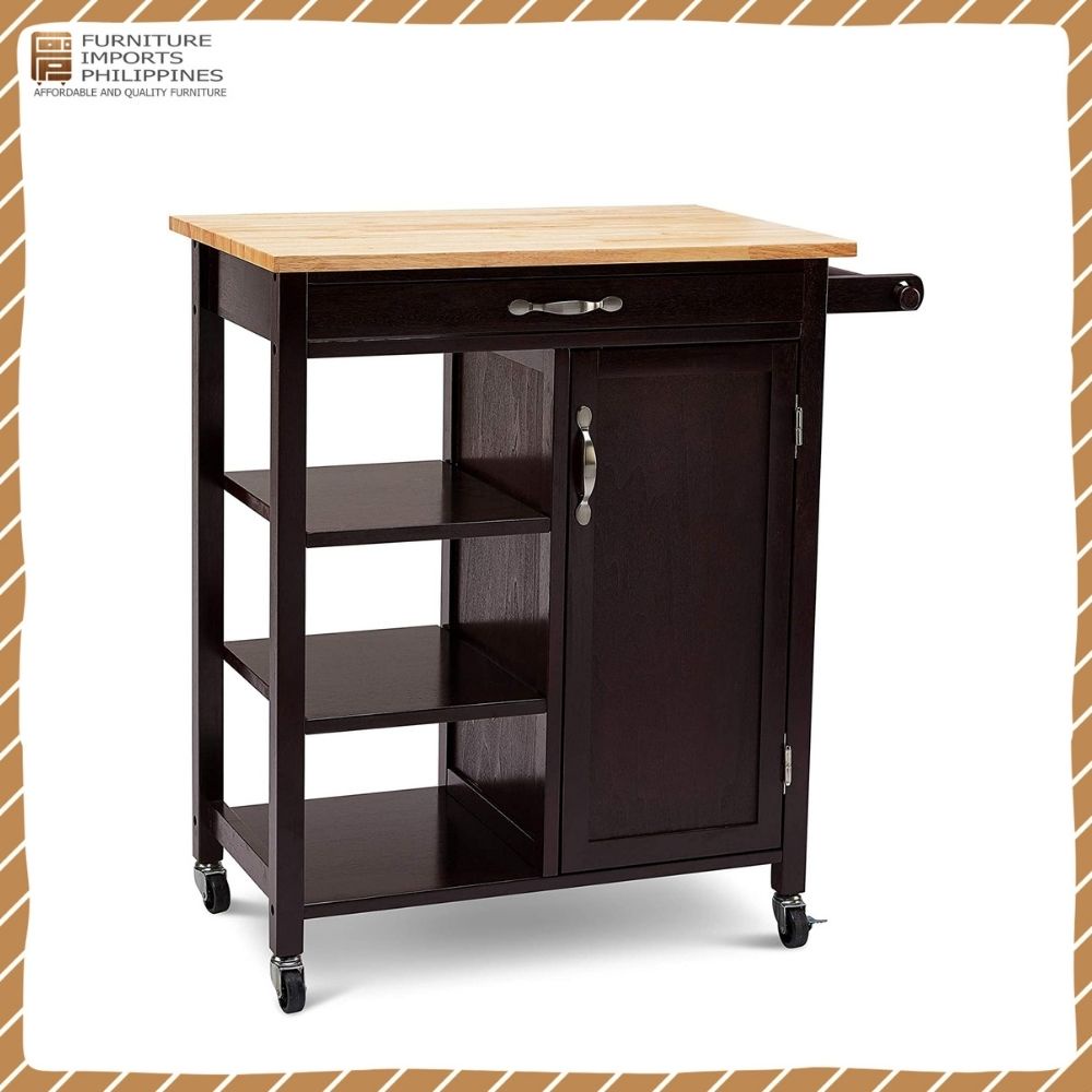 Wooden Kitchen Cart Two Tone Shopee Philippines