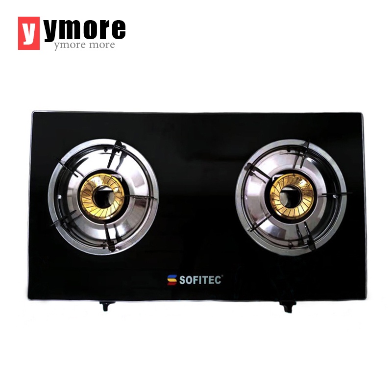 Ymore 2 Burner Tempered Glass Top Gas Stove Kitchen Cooker Double Burner Gas Stove Durable and