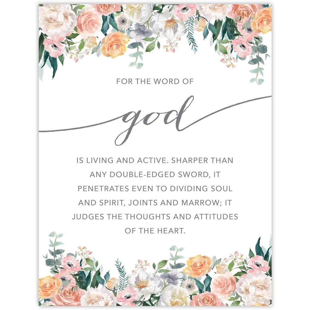 Christian Bible Verses Floral Roses Poster Heb 412 for The Word of