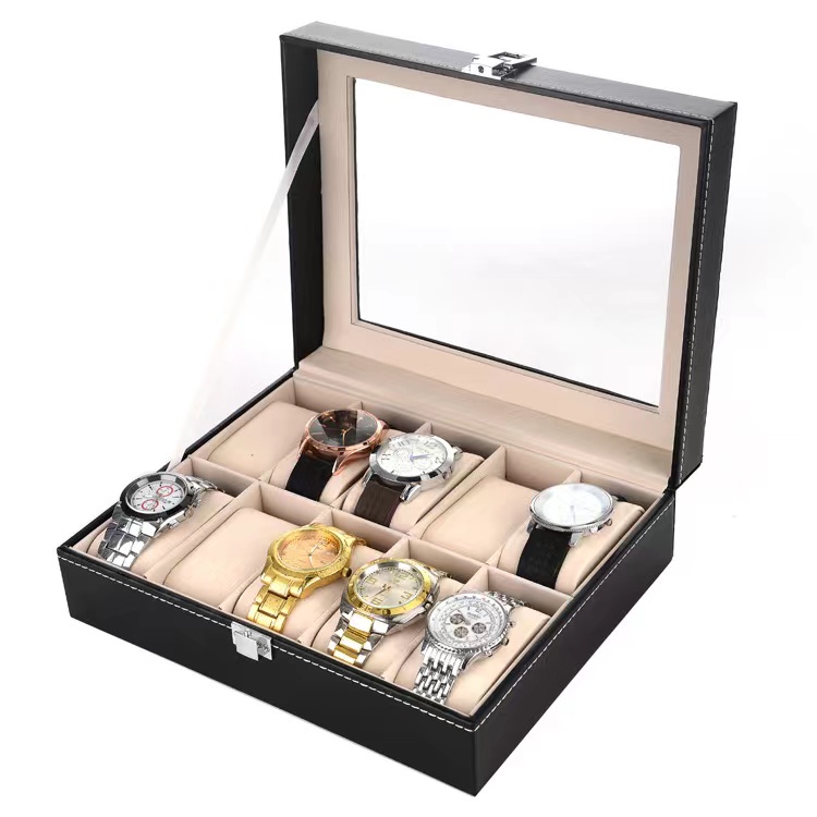Watch Box 10 Slots Wrist Watches Storage Box Display Storage Organizer