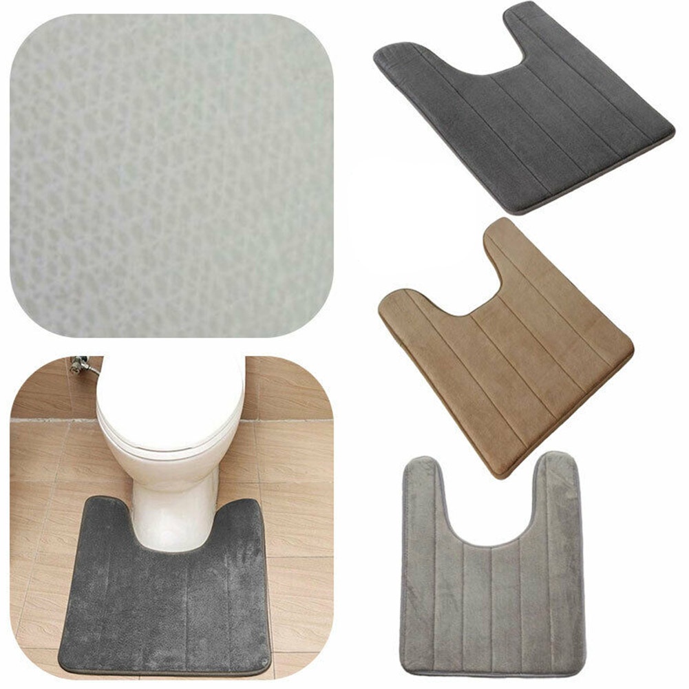 Anti Slip Memory Foam Toilet Floor Mat Washable Bath Pedestal Pad Rug U