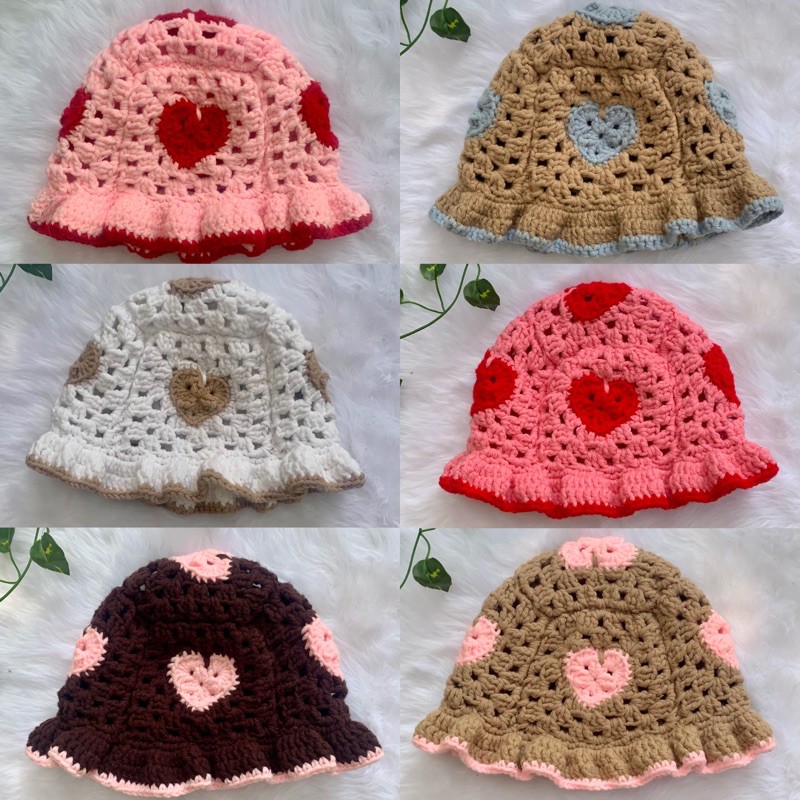 Crochet Heart Bucket Hat Shopee Philippines