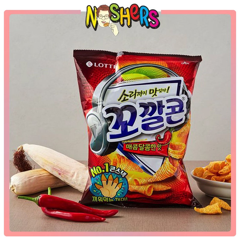 Noshers LOTTE Kkokkalcorn Original Flavor / Grilled Flavor Corn Chips