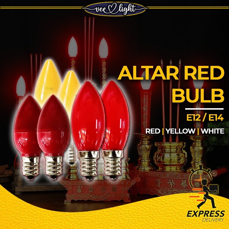 2 PCS Altar Red Bulb Mentol LED Praying Light Chili Red Candle Bulbs