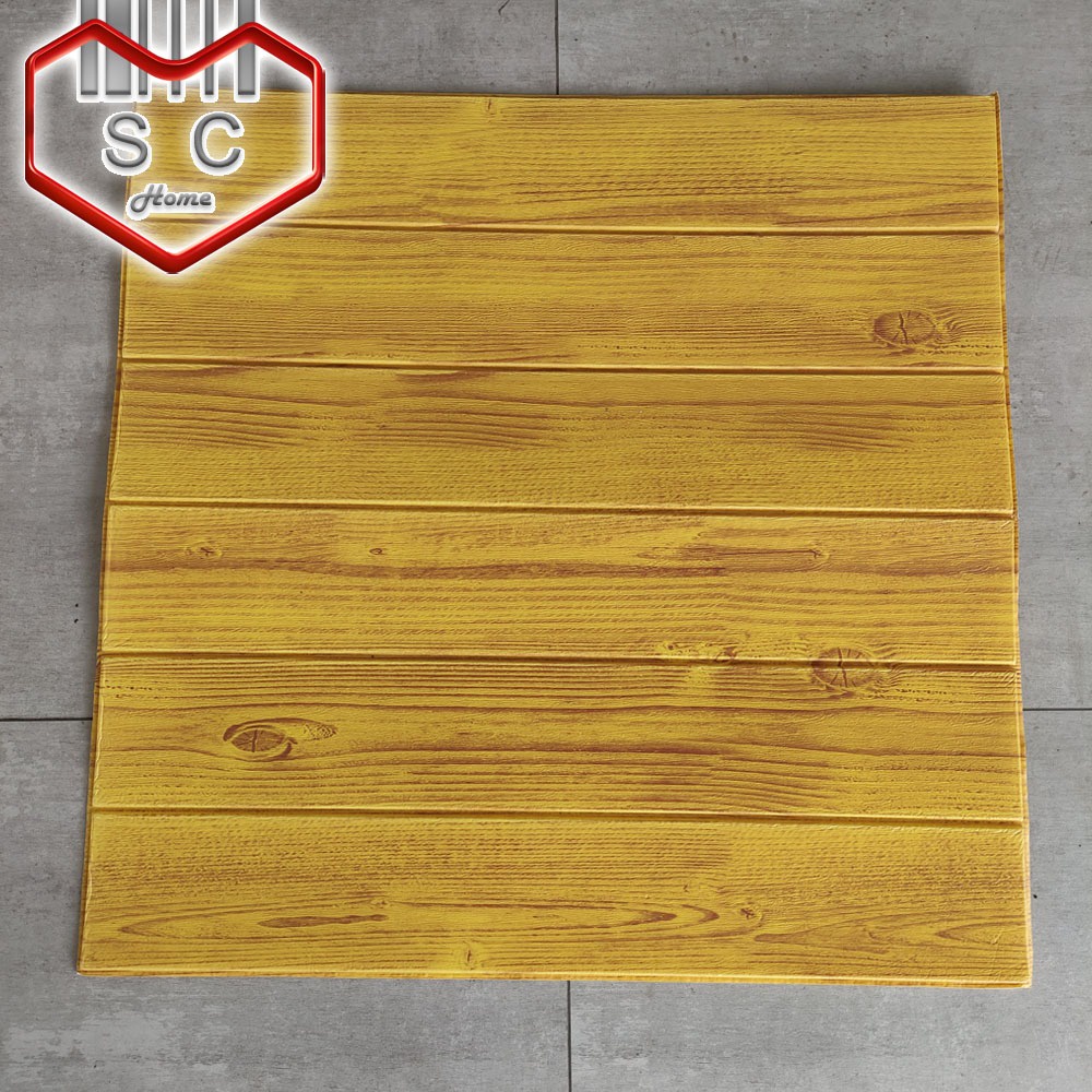 3D Wall Wood FOAM WOOD YELLOW 70cm x 70cm Foam Wood Wall Sticker DIY