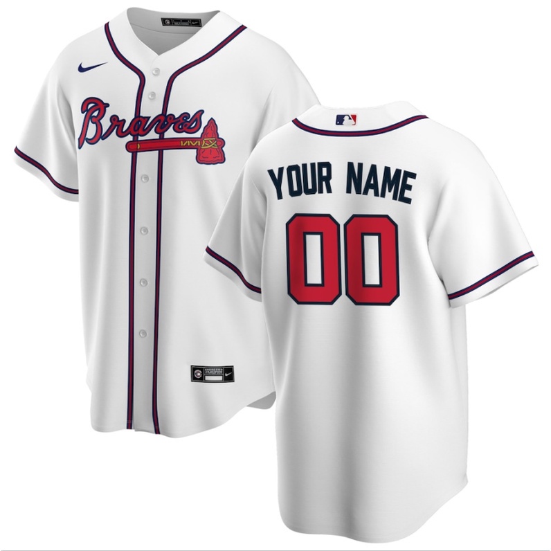 2022 Custom MLB Atlanta Braves White Gold Red Grey Navy Blue Blank