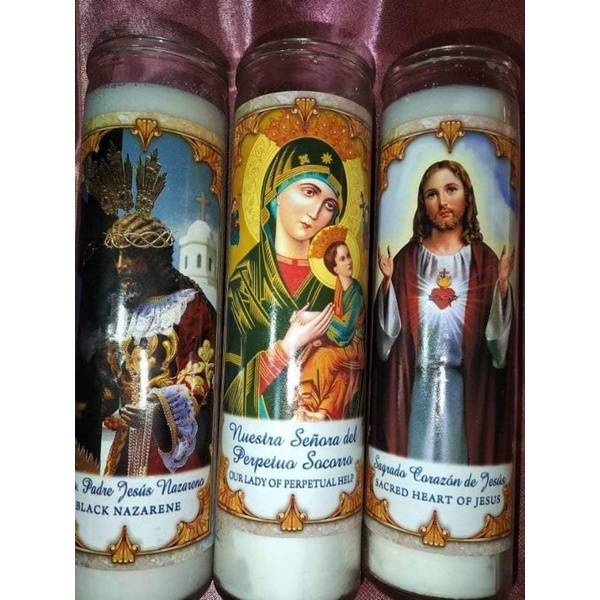 Prayer Candle in the Glass with prayer at the back and freebies