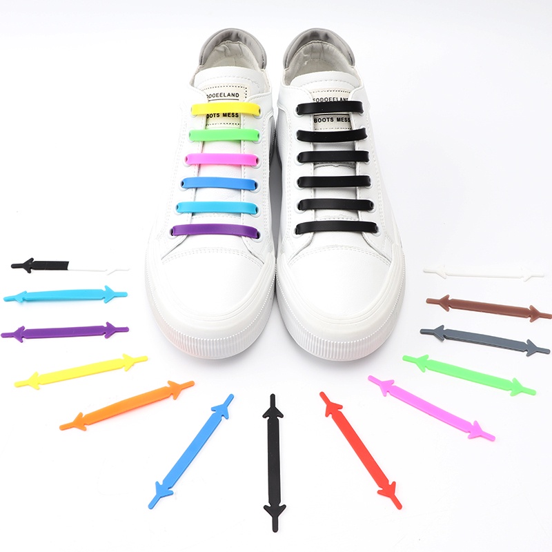 12Pcs Elastic Shoe Laces for Sneakers Silicone Stretch Shoelaces No Tie