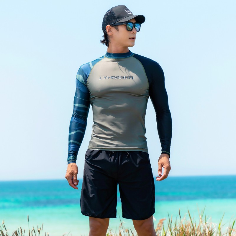 SAILBEE Men's UV Protect Surfing Rash Guard Long Sleeve Swimsuit