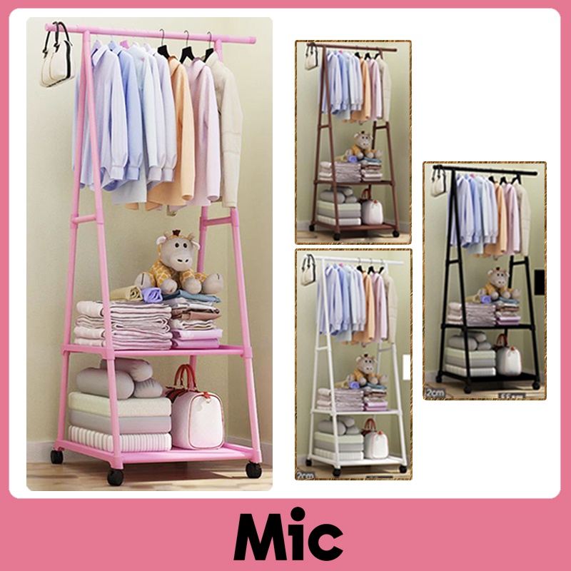 MIC. Multifunction Simple Triangle Coat Rack Floor Rack Standing Coat Rack Wheels Detachable