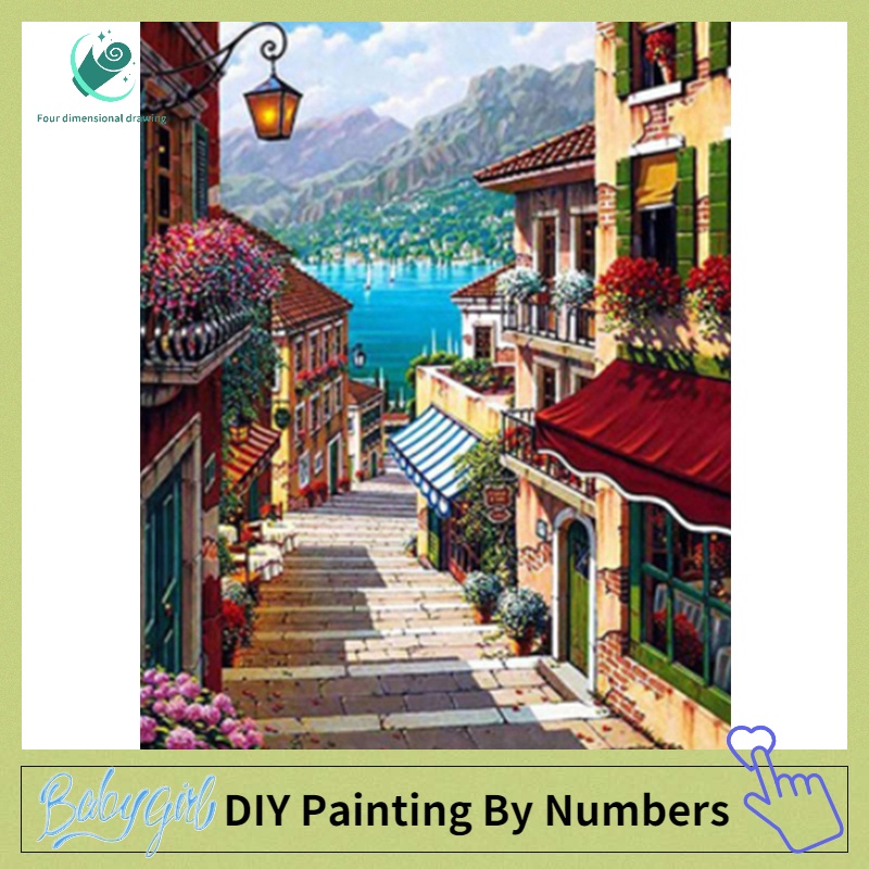 Diy Oil Paint by number with Frame 40cm X 50cm Canvas paint Lukisan