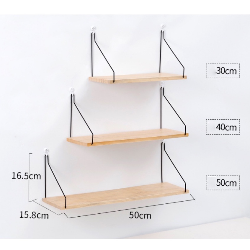 Wall Mounted Iron Wooden Wall Shelf TV Hanging Storage Rack for Home