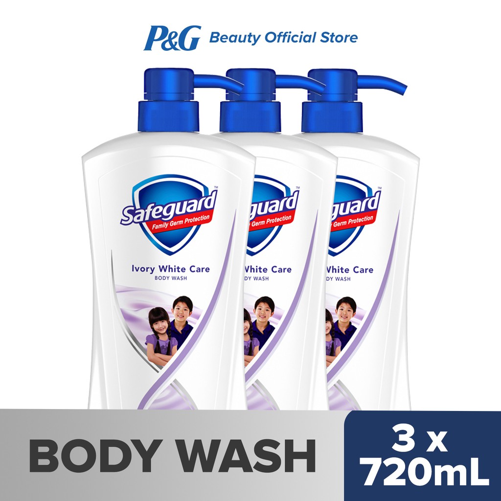 Safeguard Antibacterial Soap Body Wash Ivory White Care 720mlx3