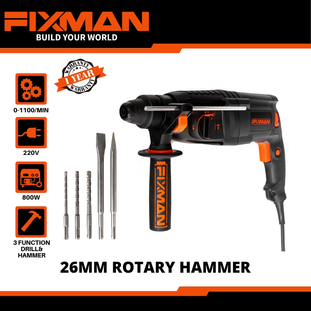 FIXMAN 800w Rotary Hammer 26mm Shopee Philippines