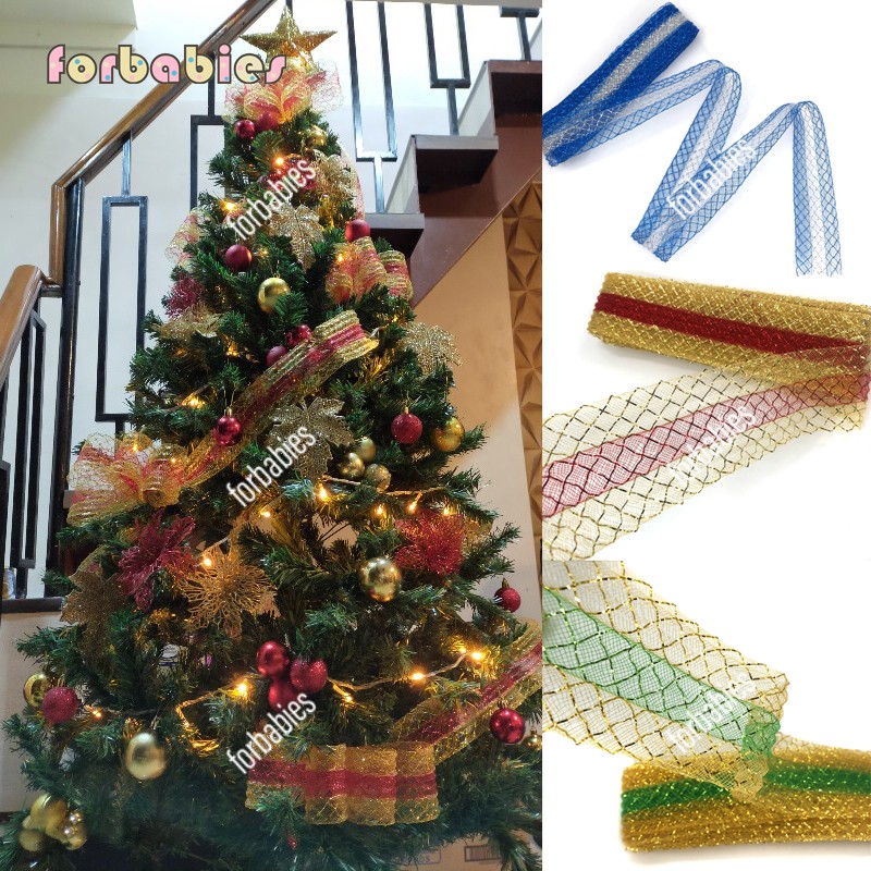 11 Meters/6.5 cm Wide Sinamay Ribbon DIY Christmas Decor Holiday Party decorations Shopee
