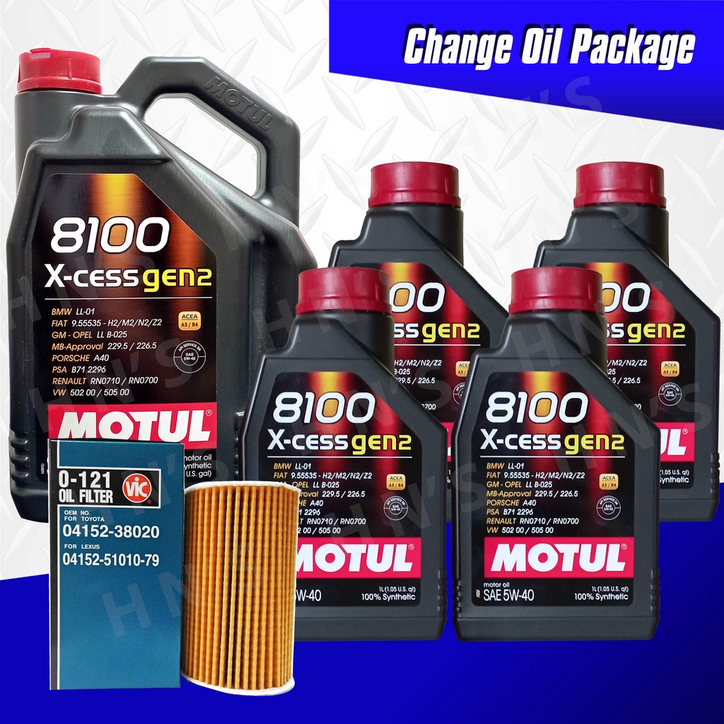 Motul 8100 XCess Gen 2 5W40 Oil Change Package for Toyota LC200