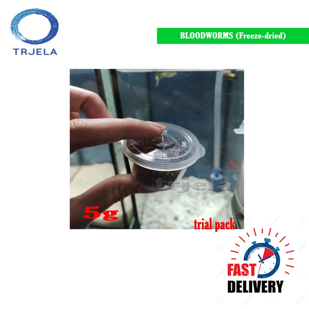 Bloodworms for fish (freezedried to retain taste) 5g Trial Pack
