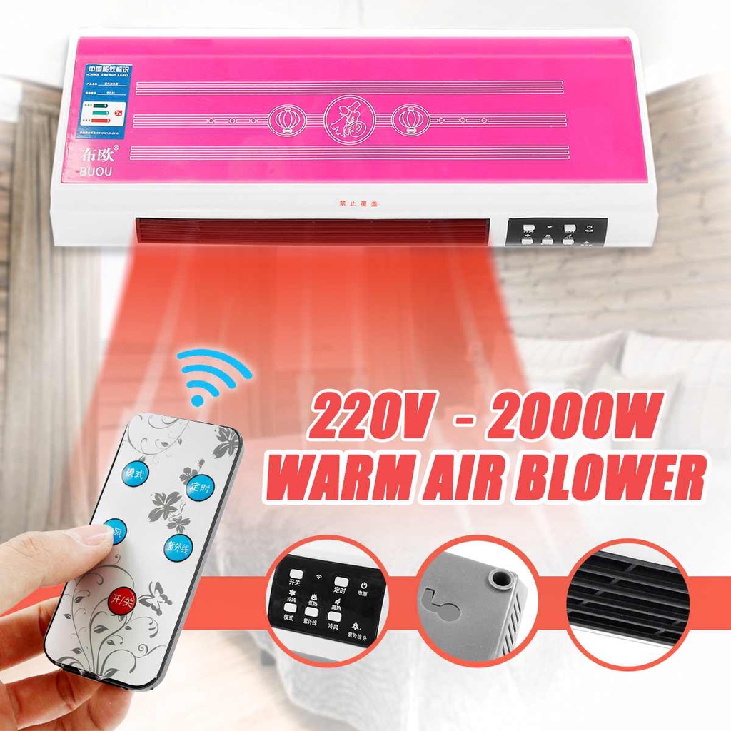 2000W 3Speed Electric Heater Air Conditioner Electric Timing Air