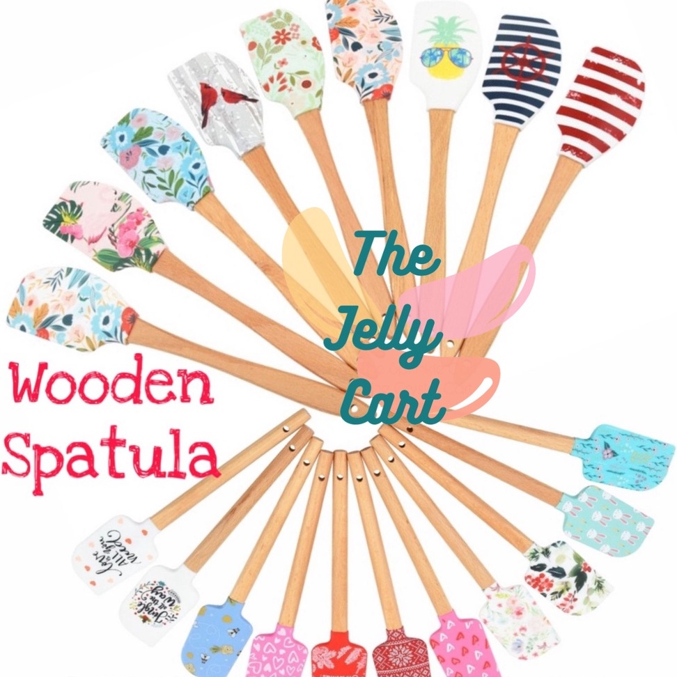 Silicone Spatula with Wooden Handle Cute Design Spatula Love Spatula