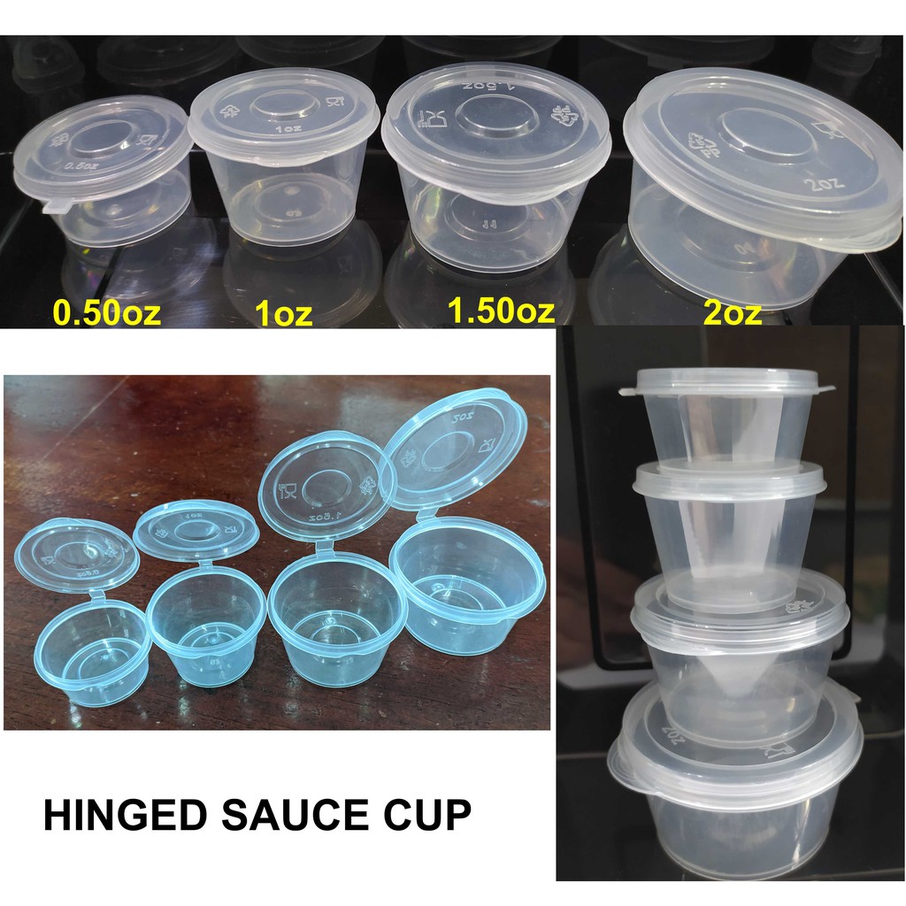 100pcs/pack Plastic Sauce Cup Hinged Type Lid Shopee Philippines